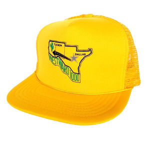 Vintage "Westward 1000" Dallas‎ Tuscan Yellow Mesh Trucker Snapback Rope Hat Cap